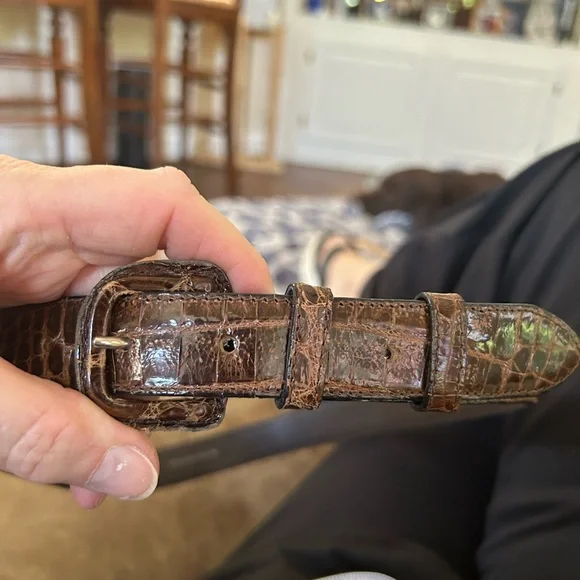 Genuine Crocodile Brown Belt, About 36” Long - Picture 3 of 4